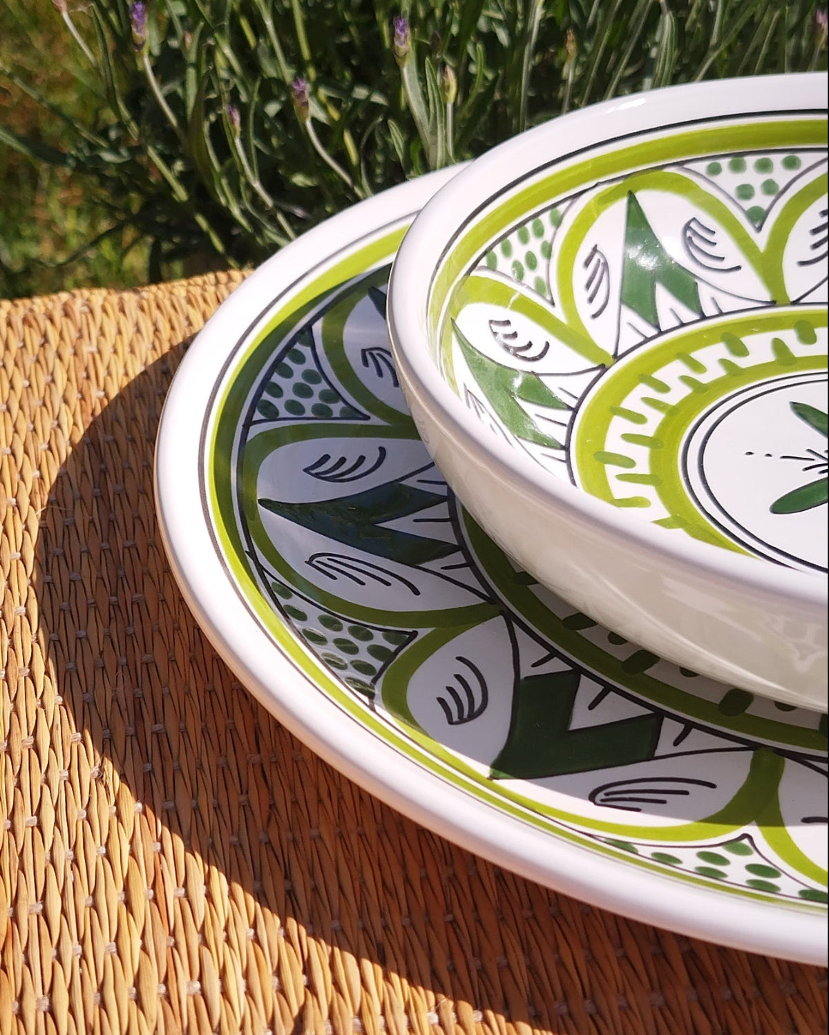Duo Assiettes en faïence Vertes