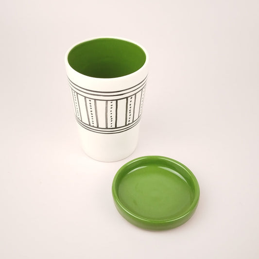 Duo Rayures Fines Points Vert Grand