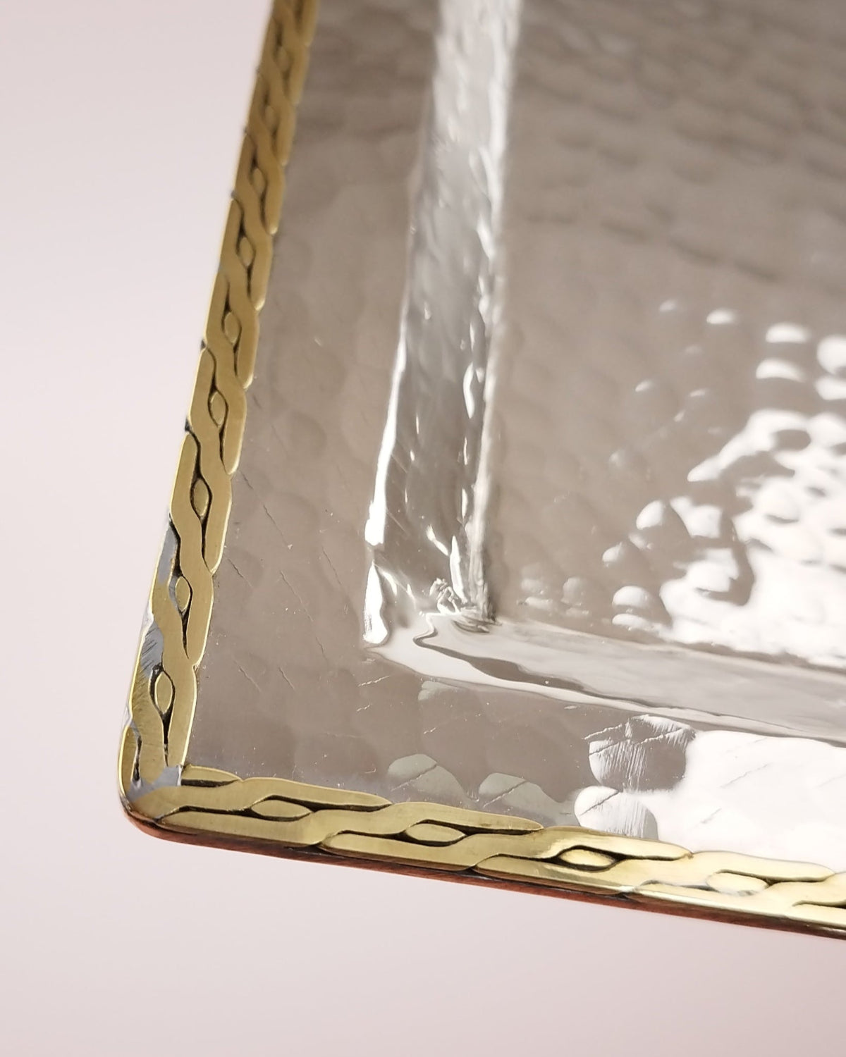 Plateau rectangulaire doré bordure