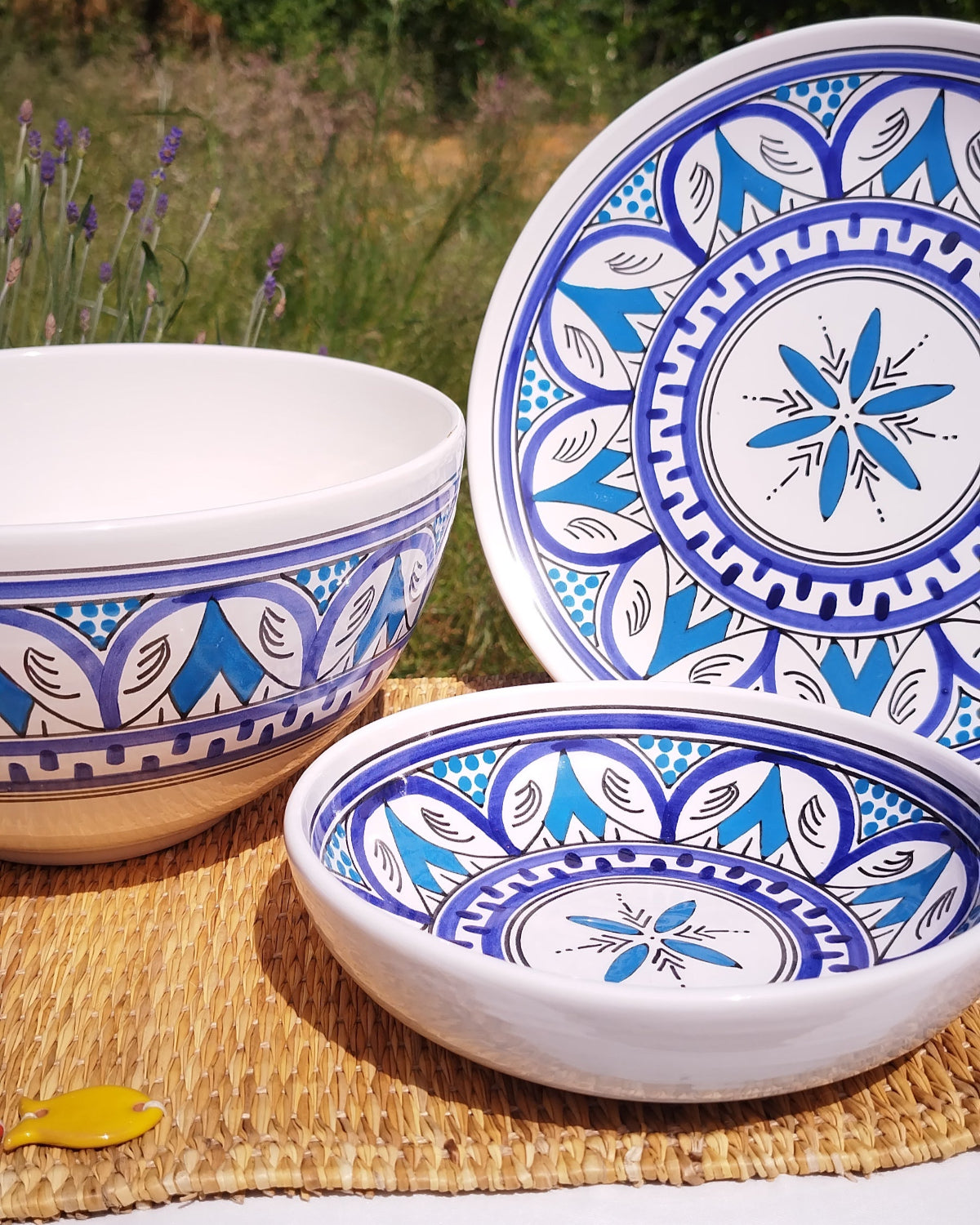 Trio Turquoise Saladier, Assiette plate, assiette creuse