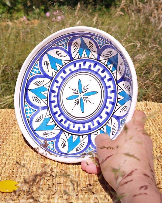 Assiette creuse Faïence Turquoise vue de face