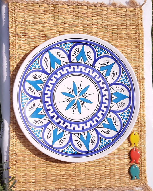 Assiette plate turquoise vue de Dessus