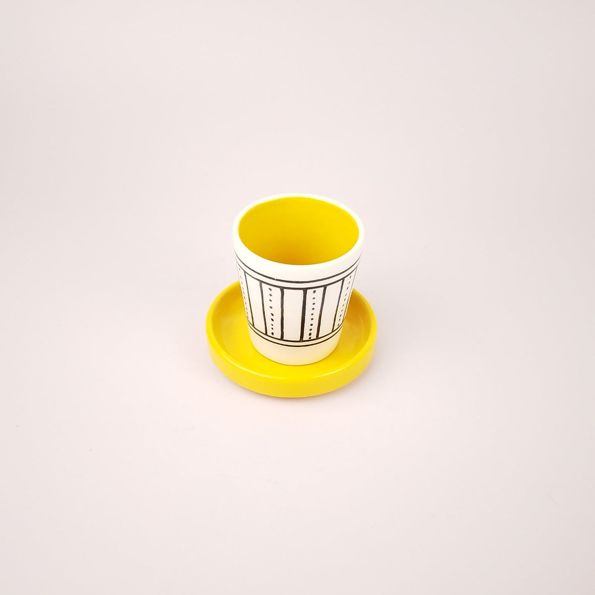 Duo Rayures Fines Points Jaune Cafe 2