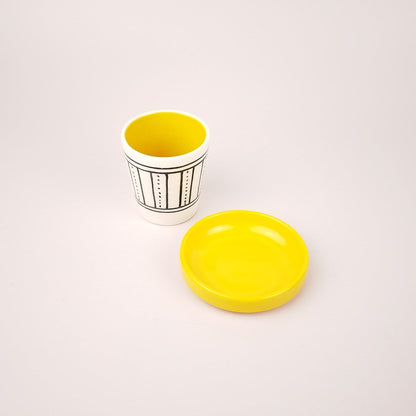 Duo Rayures Fines Points Jaune Cafe 3