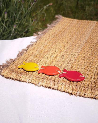 Set de table Décor faïence 
Rouge Orange Jaune Détail décor