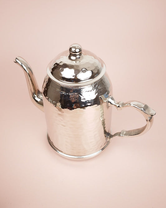 Théière Grande avec Couvercle en cuivre martelé argenté