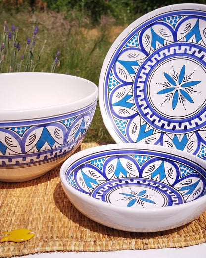 Trio Turquoise  Saladier, Assiette plate, assiette creuse 