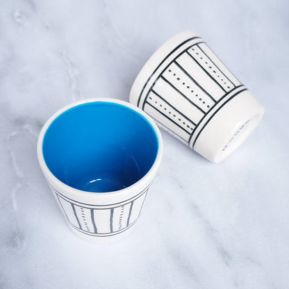 Variante rayures fines points cafe Bleu Turquoise